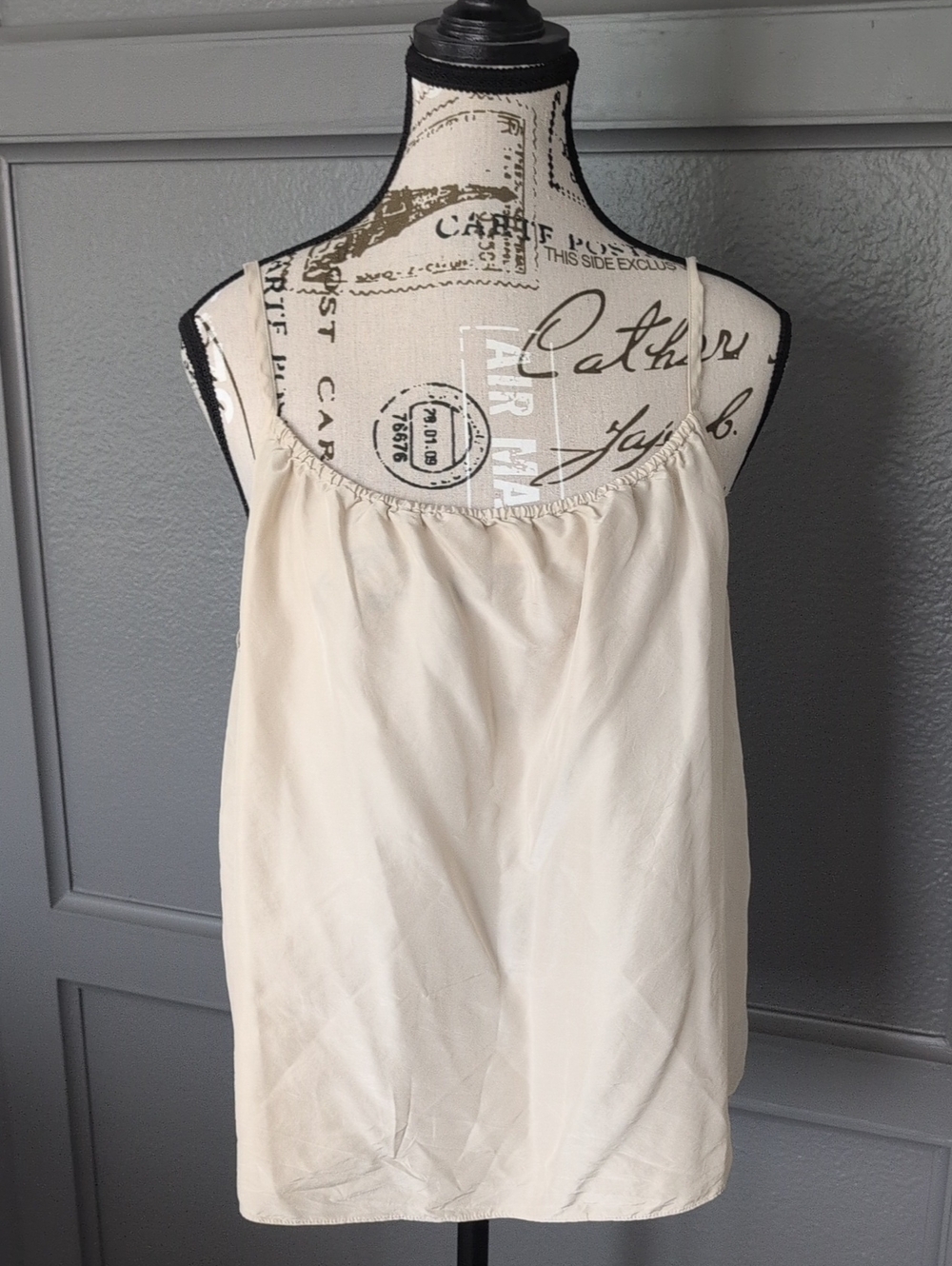 Eileen Fisher Cream Spaghetti-Strap Silk Camisole